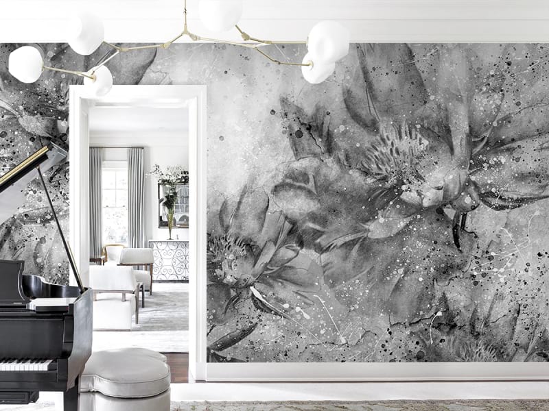 Fototapeta Graue Blumen we wnętrzu salonu