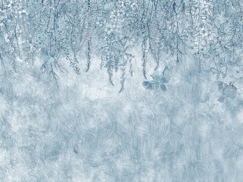 Fototapeta Hellblaue Blüten von oben