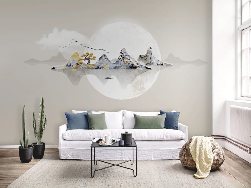 Fototapeta Berge und Mond we wnętrzu salonu