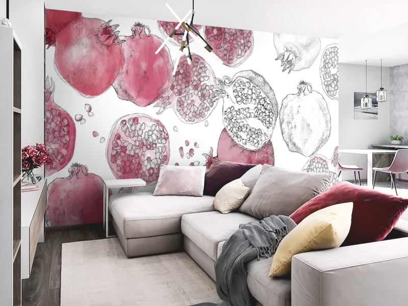 Fototapeta Rotes Granat-Aquarell we wnętrzu salonu