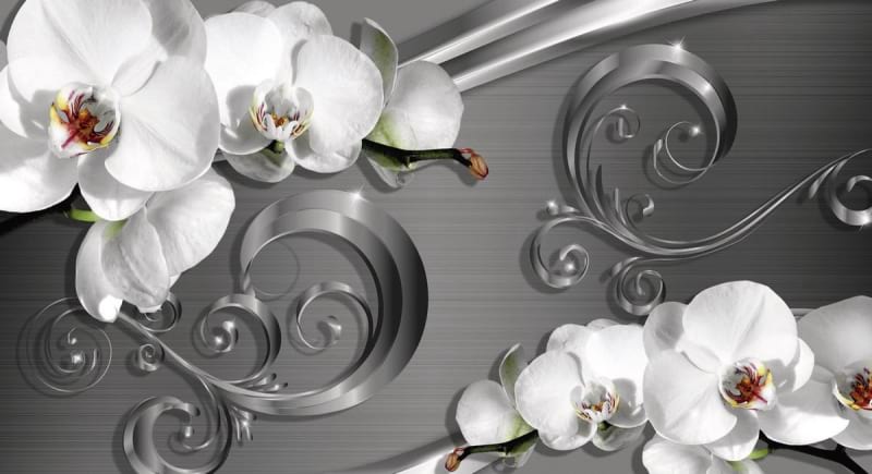 Fototapeta Orchideen und 3D-Muster