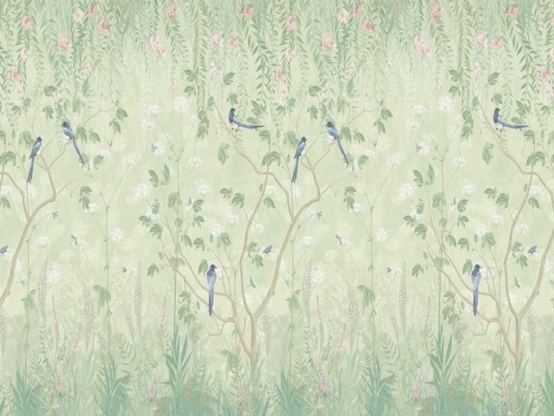 Fototapeta Schwalben in einem grünen Garten