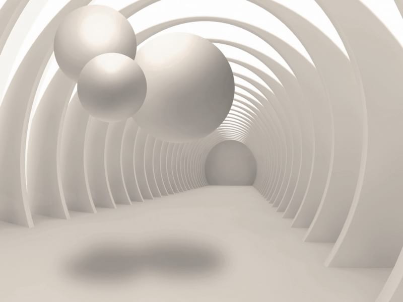 Fototapeta Kugeln in einem weißen Tunnel