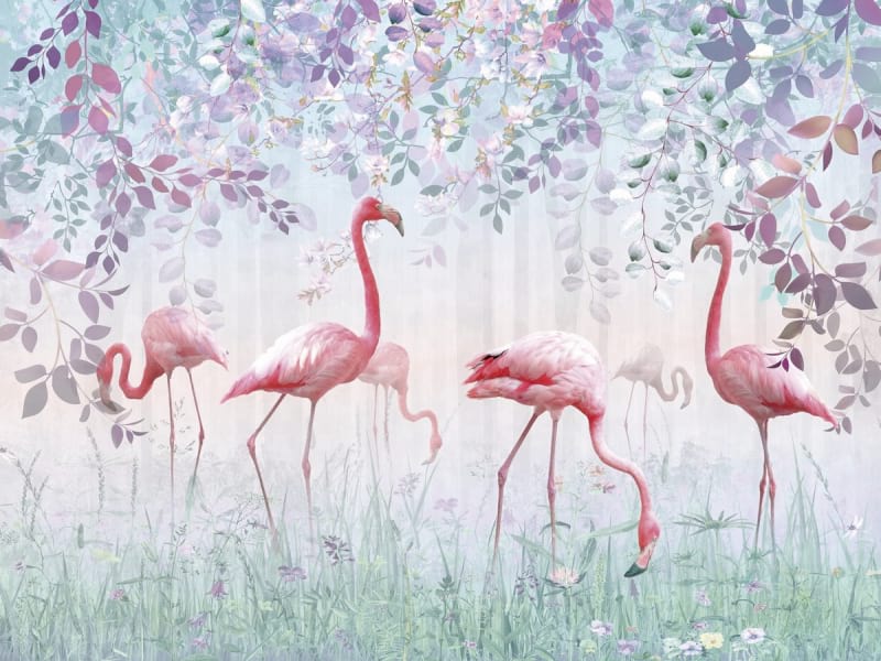 Fototapeta Flamingo im Frühlingsgarten