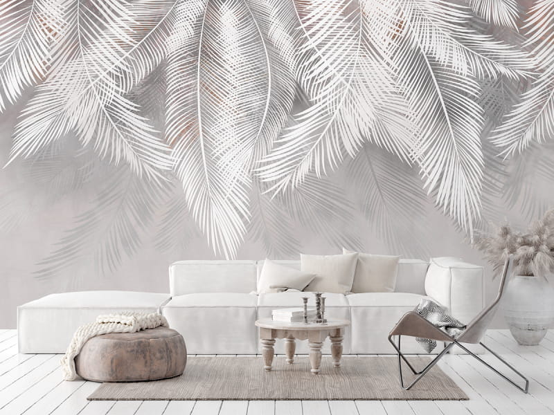 Fototapeta Flauschige Palmblätter we wnętrzu salonu