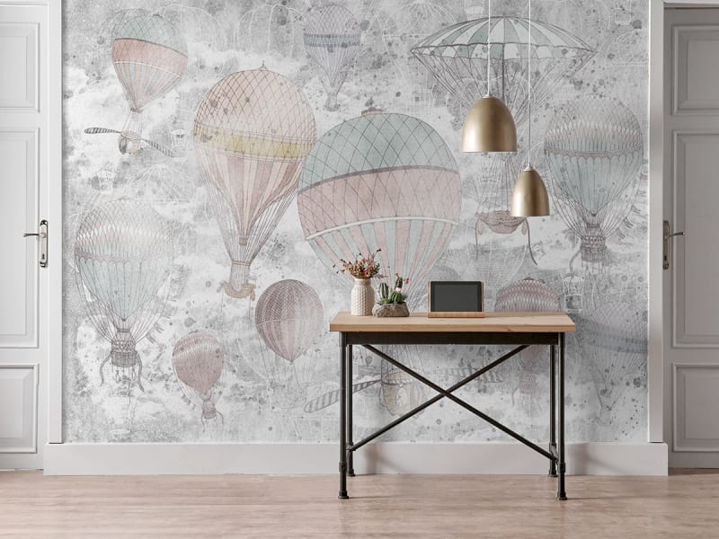 Fototapeta Luftballons auf grauem Hintergrund we wnętrzu przedpokoju