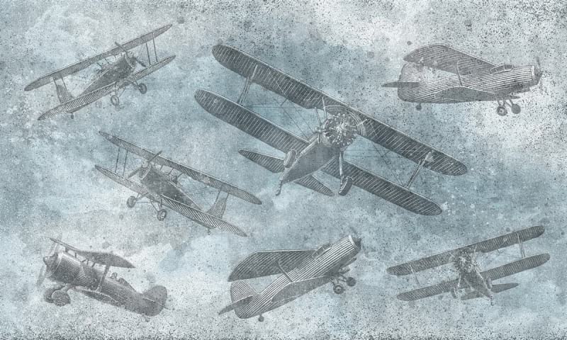 Fototapeta Doppeldecker am blauen Himmel