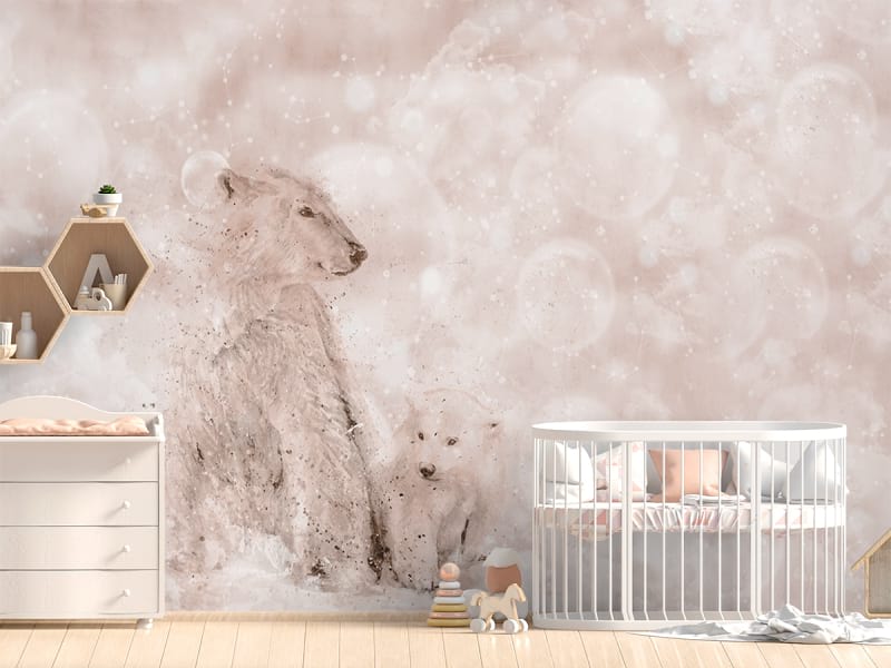 Fototapeta Bären auf rosa Hintergrund we wnętrzu pokoju dziecka