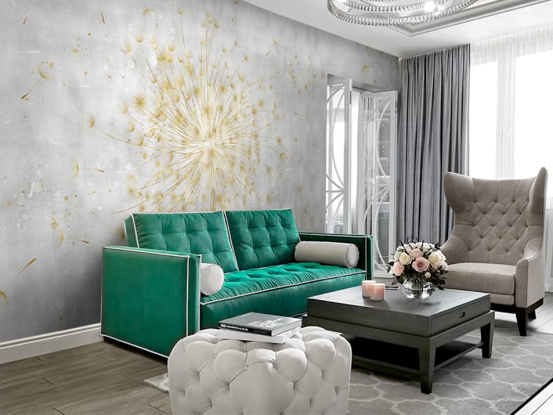 Fototapeta Goldener Löwenzahn we wnętrzu salonu