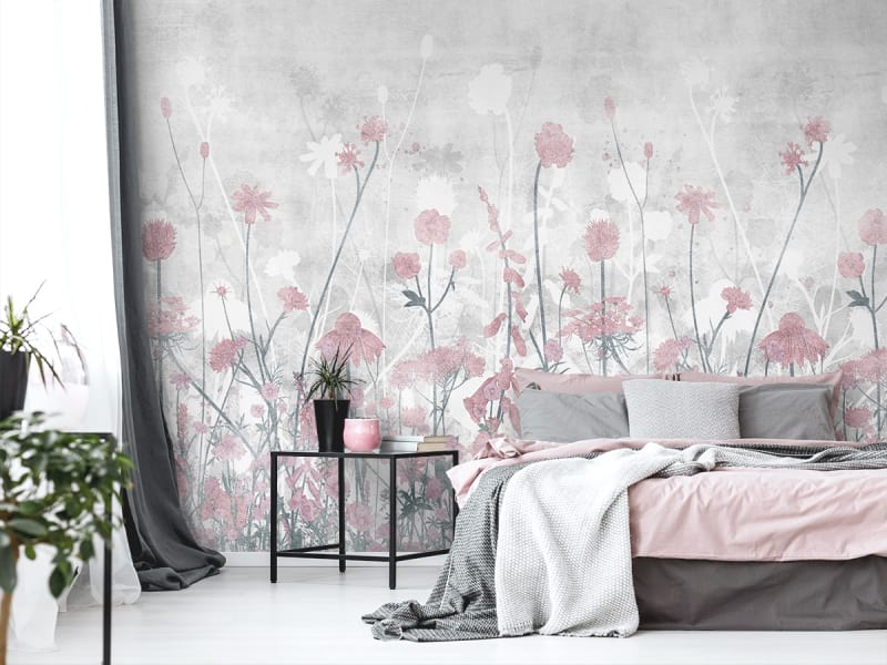 Fototapeta Rote Wildblumen we wnętrzu sypialni