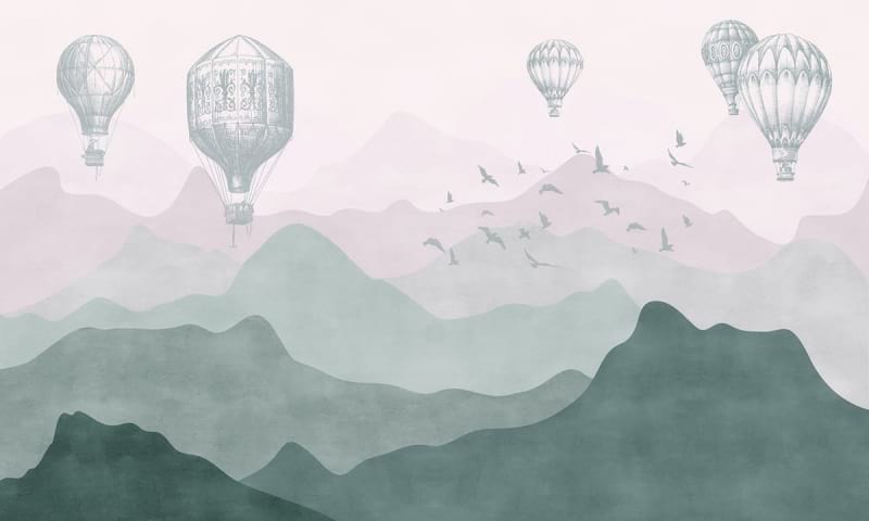 Fototapeta Luftballons und grüne Berge