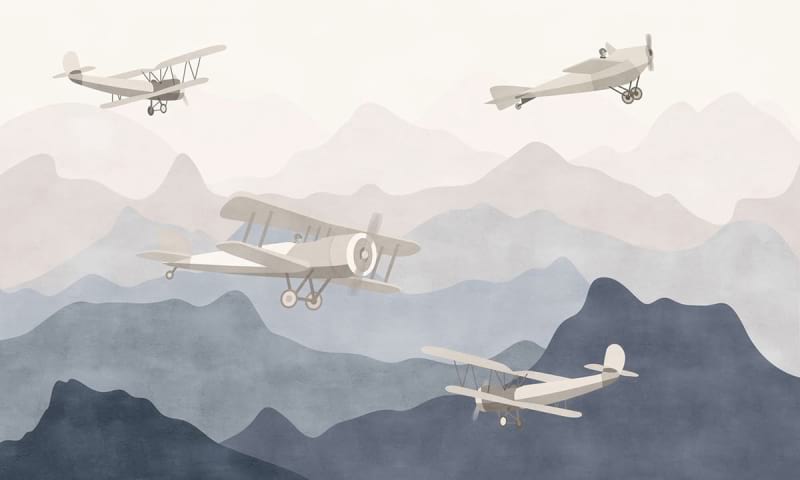 Fototapeta Flugzeuge über den Bergen