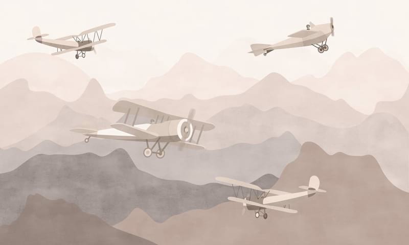 Fototapeta Flugzeuge über den Bergen Sepia