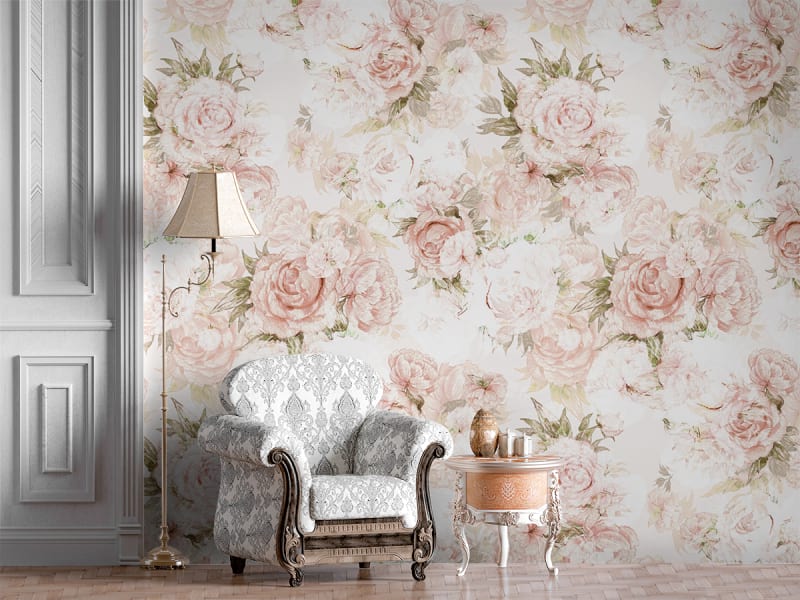 Fototapeta Zarte Rosen auf weißem Hintergrund we wnętrzu przedpokoju