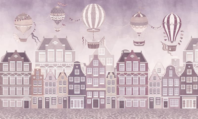 Fototapeta Luftballons und Häuser