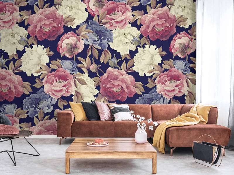 Fototapeta Malerische Blumen we wnętrzu salonu