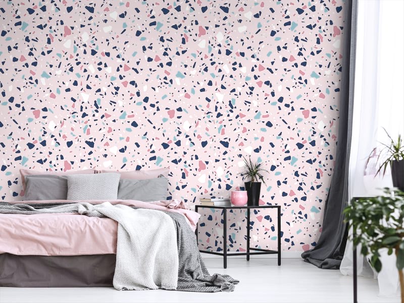 Fototapeta Rosa Mosaikmarmor we wnętrzu sypialni