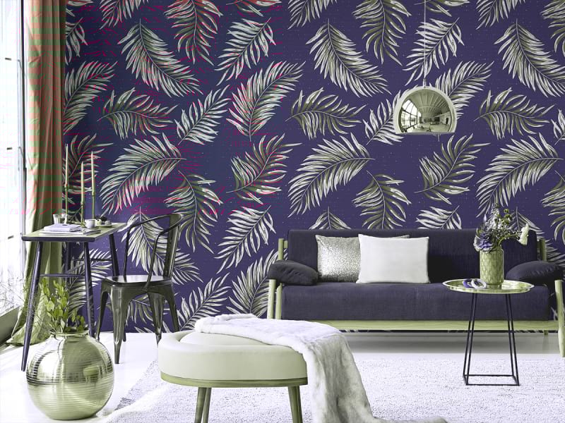 Fototapeta Braune Palmblätter we wnętrzu salonu