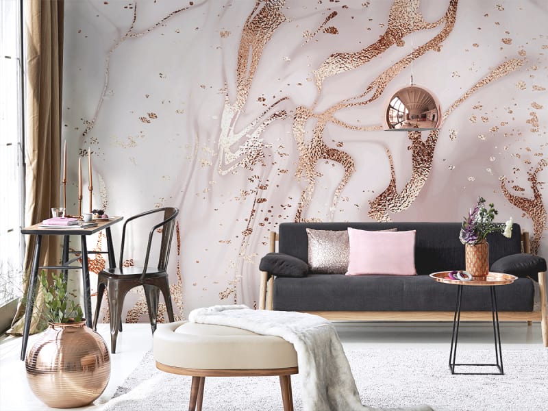 Fototapeta Goldener Pollen auf rosa Hintergrund we wnętrzu salonu
