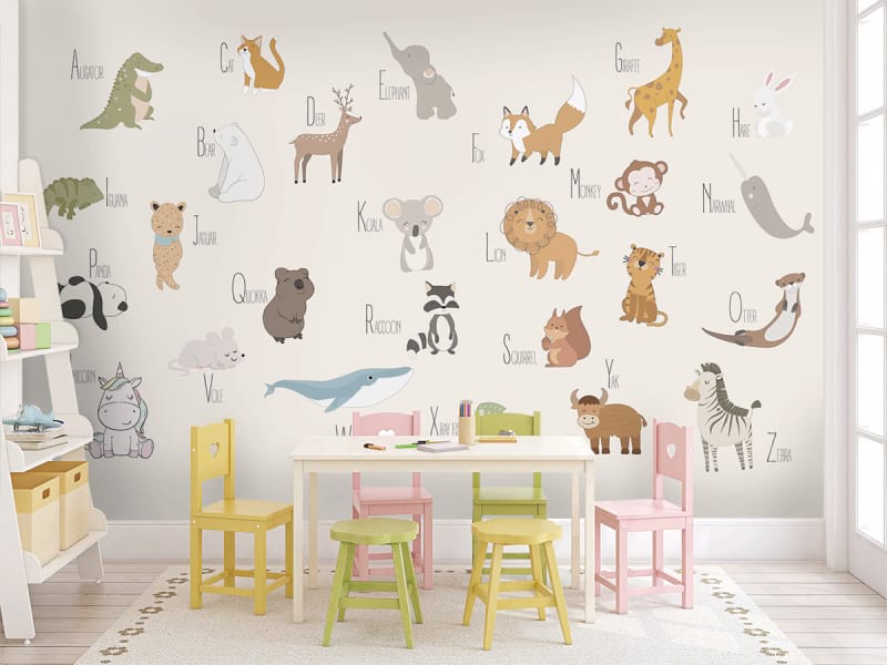 Fototapeta Alphabet mit Tieren we wnętrzu pokoju dziecka