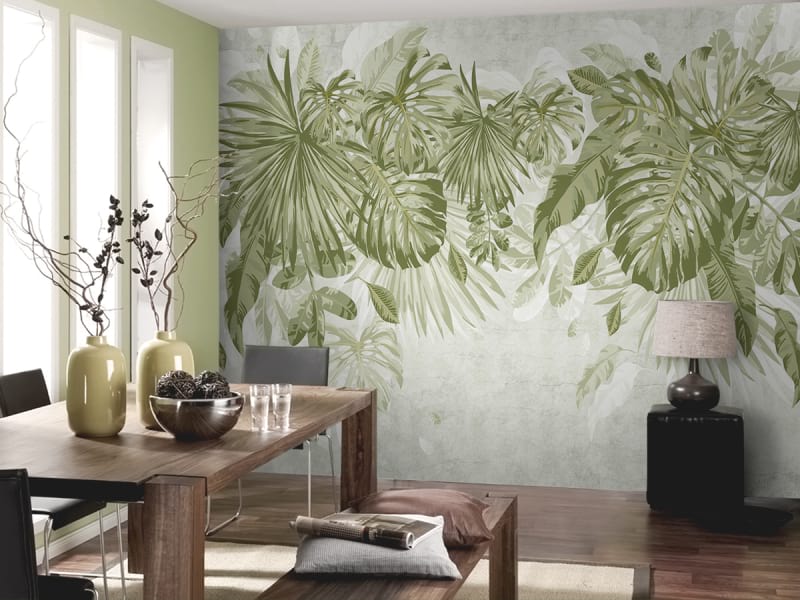 Fototapeta Monstera verlässt das Zeichnen we wnętrzu kuchni