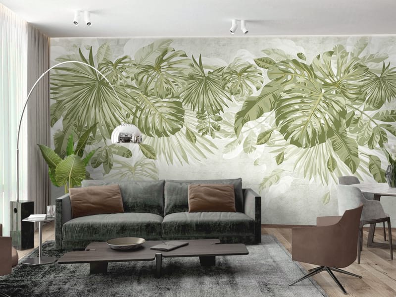 Fototapeta Monstera verlässt das Zeichnen we wnętrzu salonu