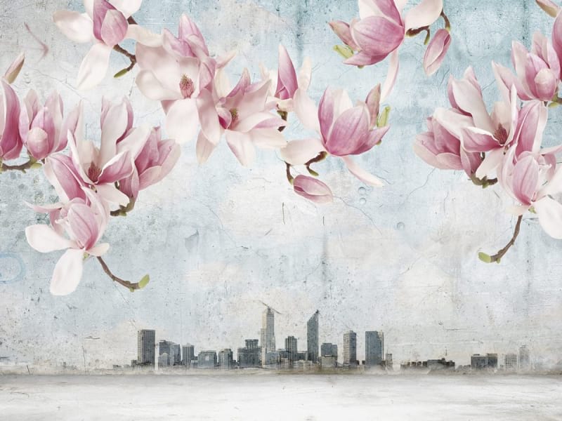 Fototapeta Magnolien über der Stadt