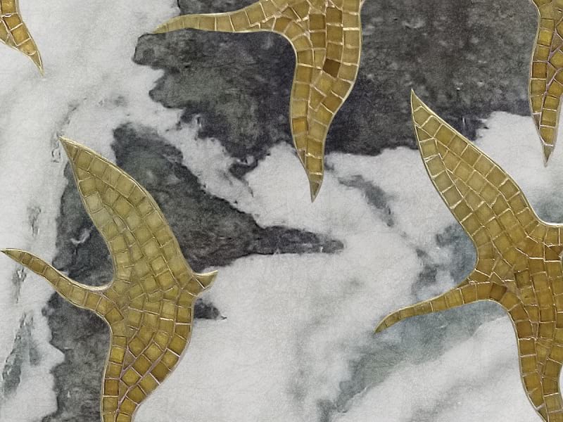 Fototapeta Goldene Herde auf Marmor fragment # 1