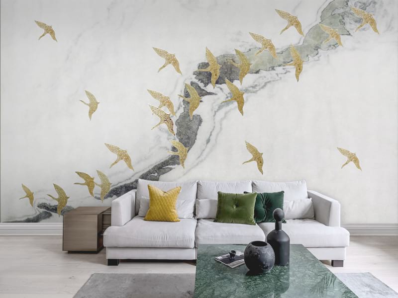 Fototapeta Goldene Herde auf Marmor we wnętrzu salonu
