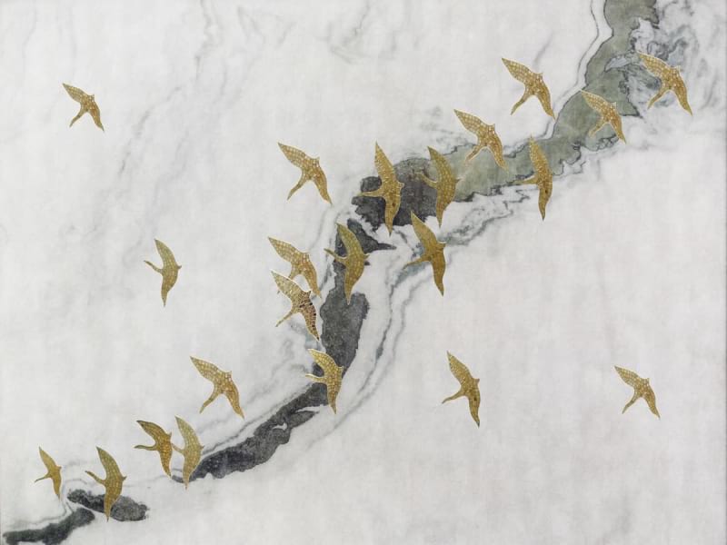 Fototapeta Goldene Herde auf Marmor