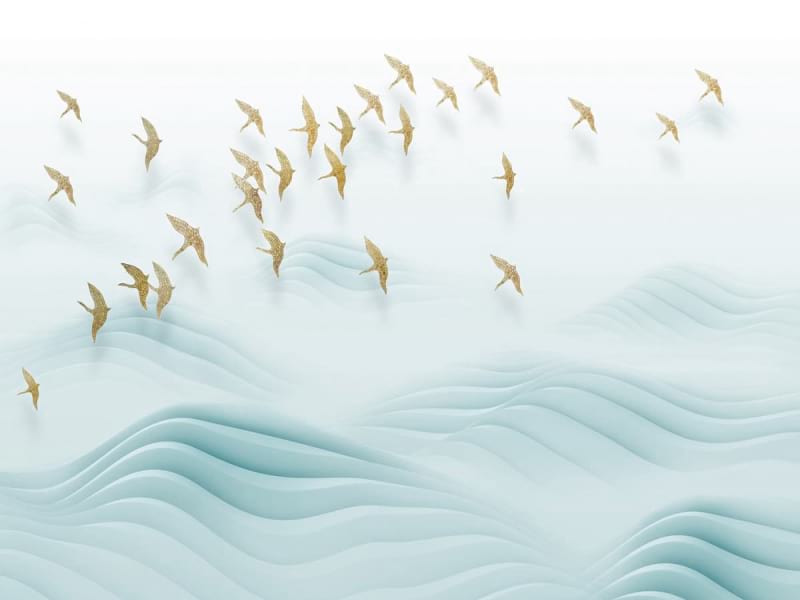 Fototapeta Goldener Vogelschwarm