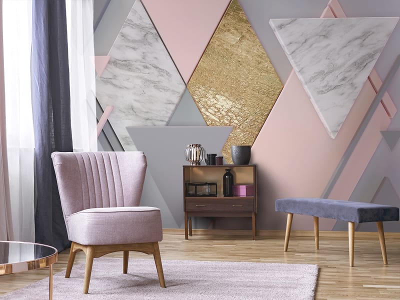 Fototapeta Geometrische Formen 3D we wnętrzu salonu