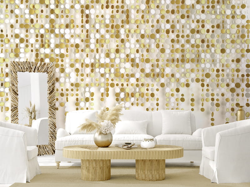 Fototapeta Goldener Tüll we wnętrzu salonu