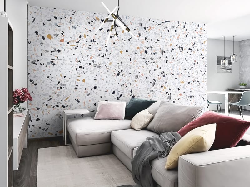 Fototapeta Weißer Mosaikmarmor we wnętrzu salonu