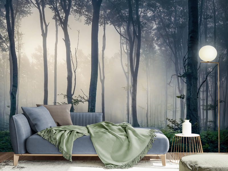 Fototapeta Wald im Nebel we wnętrzu salonu