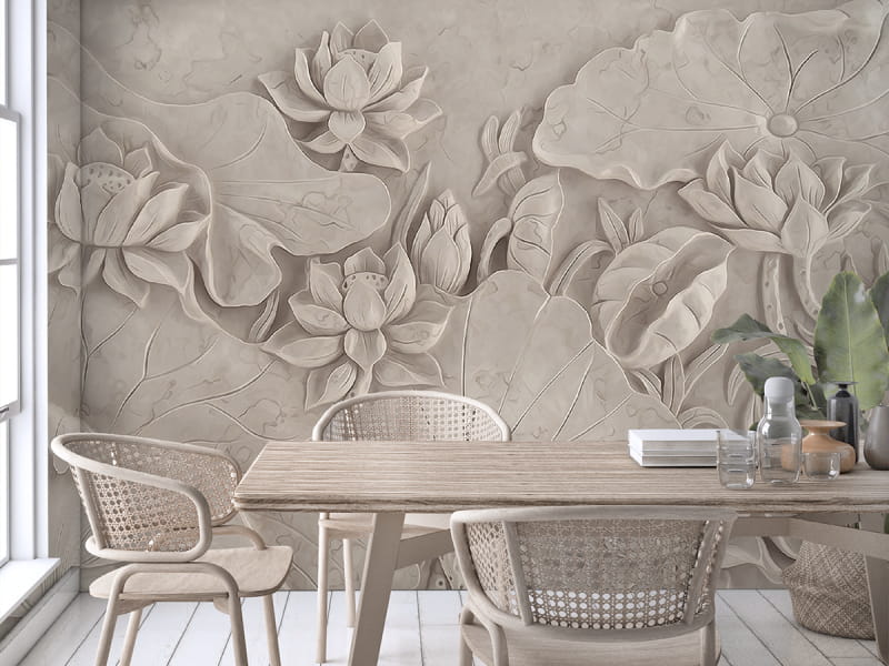 Fototapeta Florales Flachrelief we wnętrzu kuchni