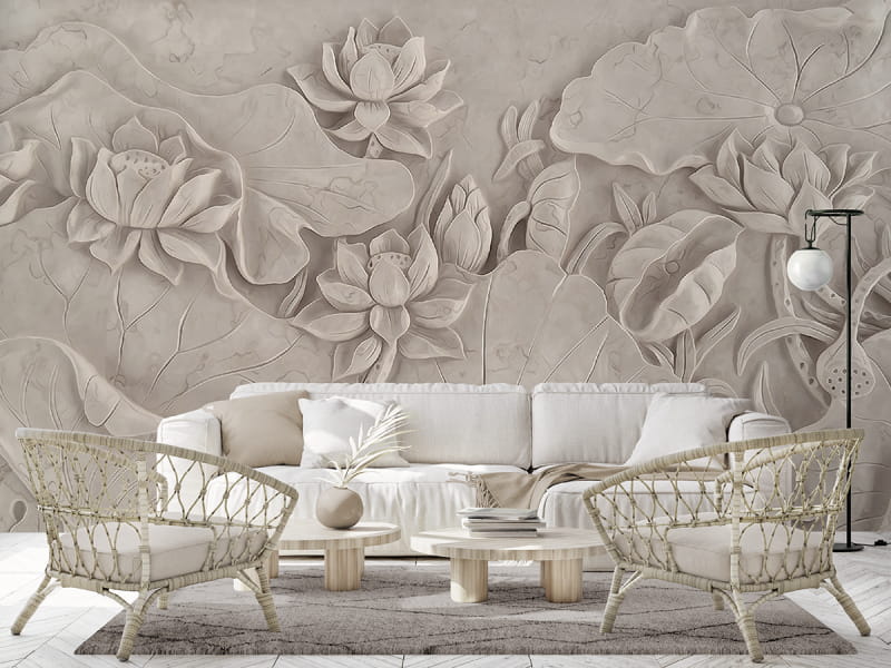 Fototapeta Florales Flachrelief we wnętrzu salonu