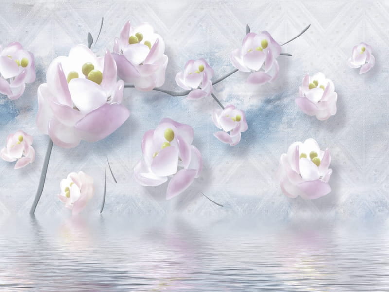 Fototapeta Lila Blüten über Wasser