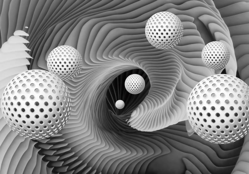 Fototapeta Fliegende Kugeln in einem 3D-Tunnel