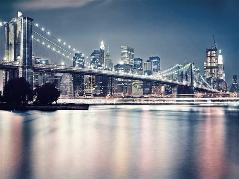 Fototapeta Abenddämmerung über der Brooklyn Bridge