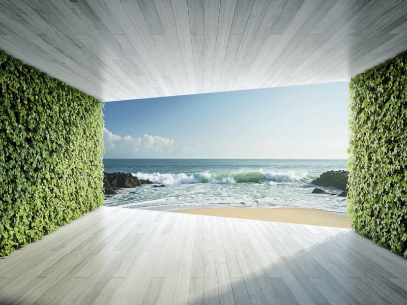 Fototapeta Grüner Tunnel am Meer