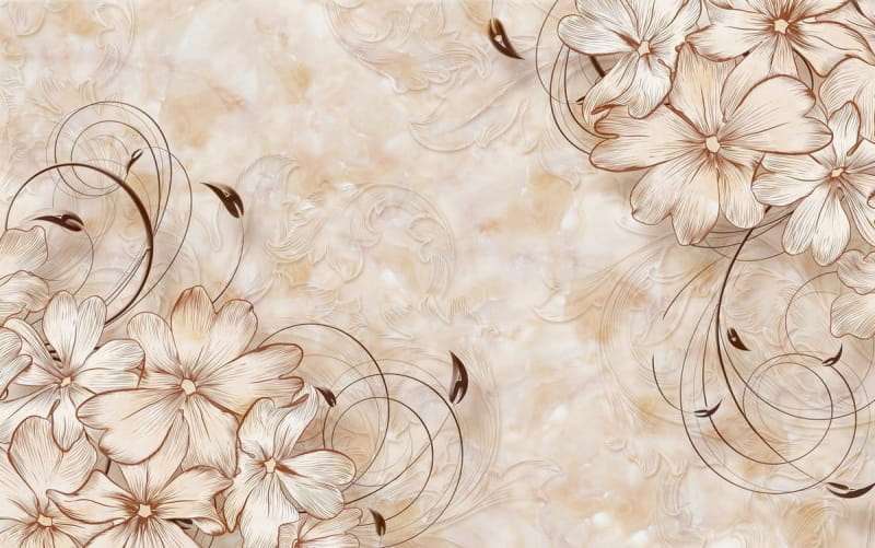 Fototapeta Beige Blumen auf Marmor