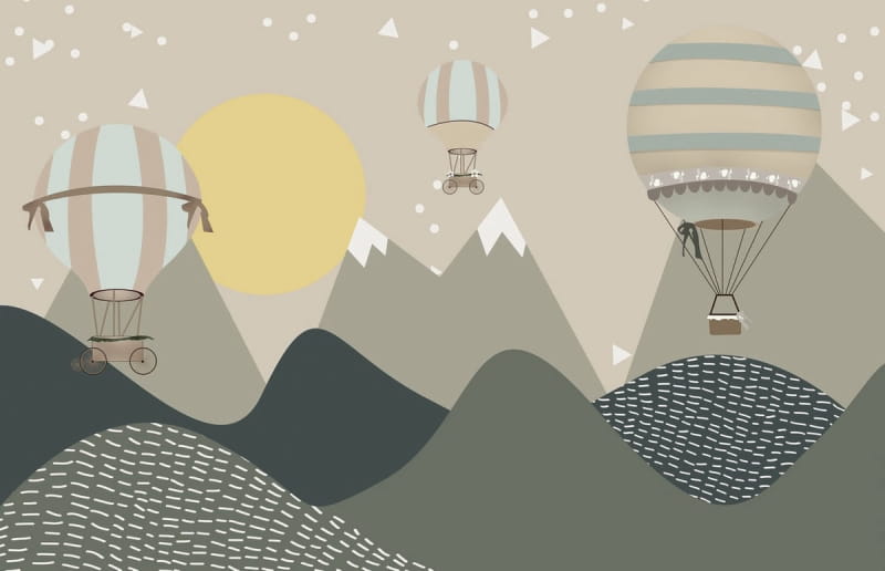 Fototapeta Heißluftballons über den Bergen