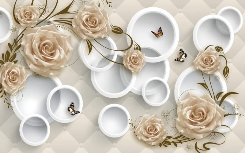 Fototapeta Pastellfarbene Rosen und Ringe