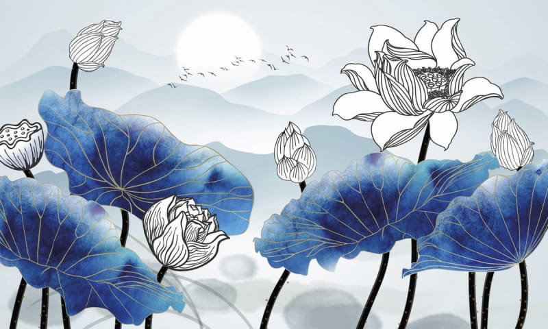 Fototapeta Lotusblumen in den Bergen