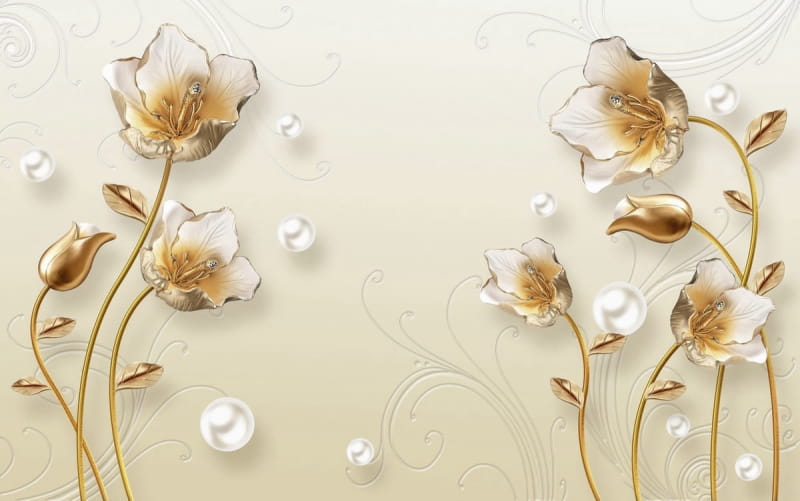 Fototapeta Goldene Tulpen und Perlen
