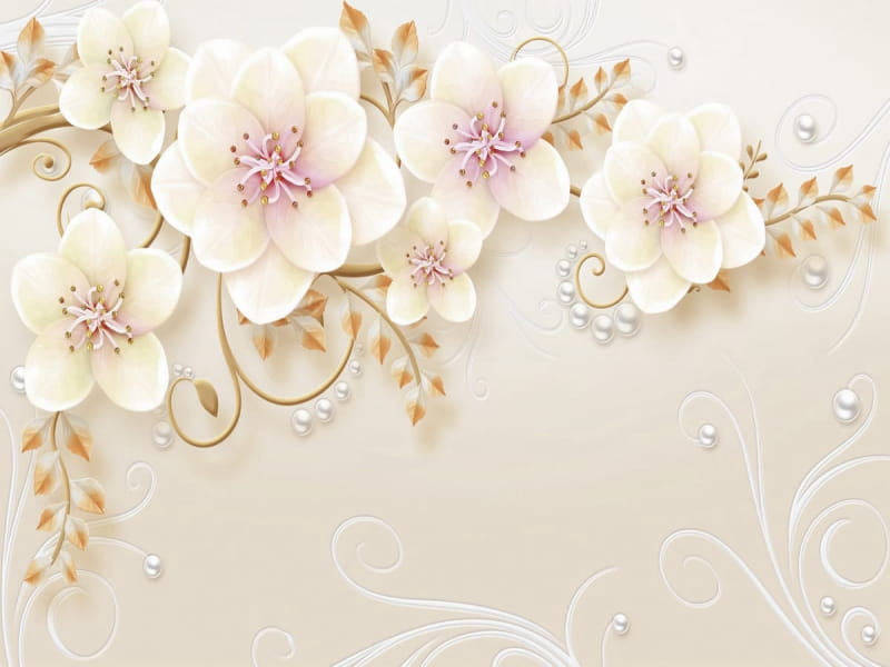 Fototapeta Romantische Blumen mit Perlen