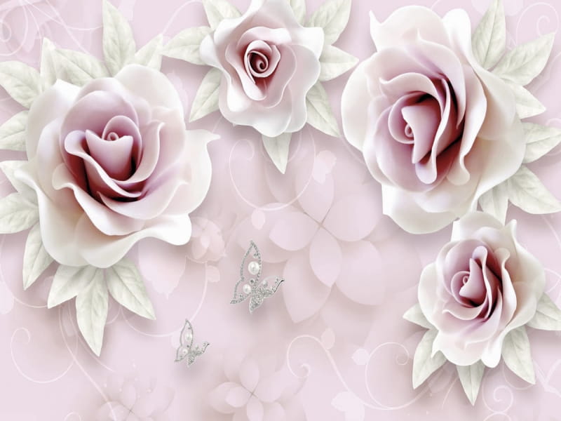 Fototapeta Cremefarbene Rosen 3D