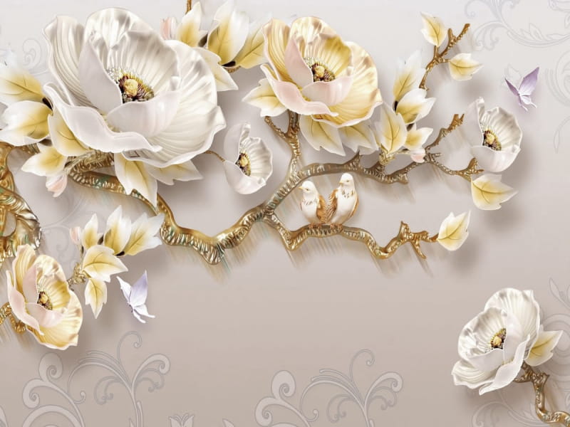 Fototapeta Blühender goldener Baum 3D