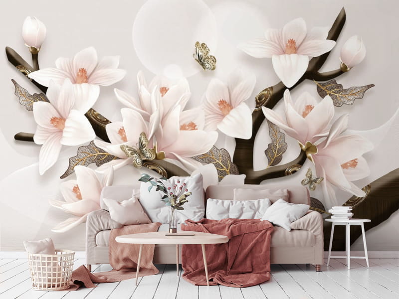 Fototapeta Bezaubernde Magnolien we wnętrzu salonu